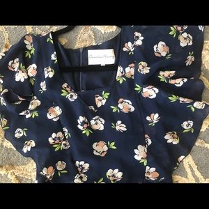 Navy Floral Wide Leg Jumpsuit
